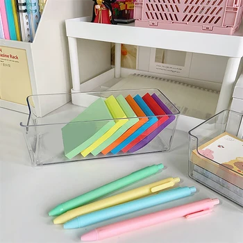 Акриловый Прозрачный ящик для хранения, Органайзер для рабочего стола студента, Липкие ручки, контейнер для ленты для заметок