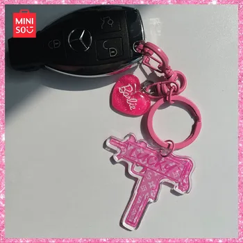 Мини-брелок для автомобиля премиум-класса с мультяшной Барби Miniso Розовый Акриловый Игрушечный пистолет Sweet Girl Love Кулон Модная Девушка Рождественский Подарок на Хэллоуин