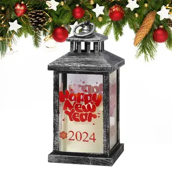 2024 Новогодний подвесной фонарь, свечи, фестиваль фонарей в стиле ретро, Энергосберегающие светодиодные свечи, украшение для дома в саду