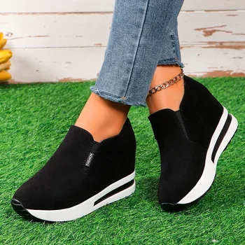 Новая женская повседневная спортивная обувь на танкетке и платформе, Весенние кроссовки, Дизайнерские уличные прогулочные туфли-лодочки 2024 года бренда Running Zapatos Mujer