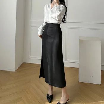 Женская юбка-костюм средней длины, Корейская мода, раздельные юбки, летние Элегантные юбки-карандаш для офисных леди с темпераментом.