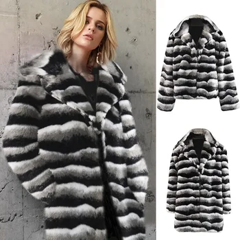 Зимняя мода, женское роскошное вечернее пальто из искусственного меха, Элегантная толстая теплая куртка, кардиган для вечеринок из искусственного меха, верхняя одежда