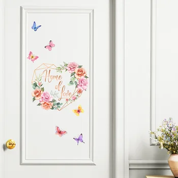 Наклейки на стены в английском стиле с цветами и бабочками для дома - Дверные украшения для комнаты - Самоклеящиеся наклейки на стену оптом