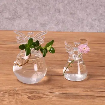 Симпатичная стеклянная ваза для цветов в форме Ангела, домашний офис, свадебный декор