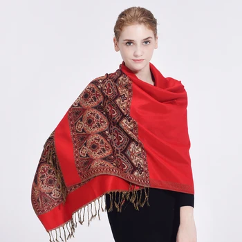 Шали и палантины, длинная бандана, Новый дизайнерский женский шарф в этичном стиле, осенне-зимние теплые шарфы с принтом для леди Бахрома