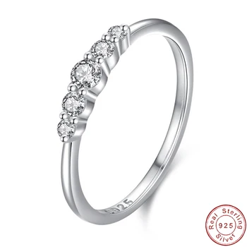 JIALY Сверкающее Европейское кольцо AAA CZ Simple из стерлингового серебра S925 пробы с кольцом на палец для женщин, для вечеринки по случаю Дня рождения, Свадебные украшения