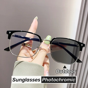 Сверхлегкие очки Business Minus с готовыми фотохромными очками для близорукости, Рецептурные очки для близорукости с диоптриями от 0 до -6,0