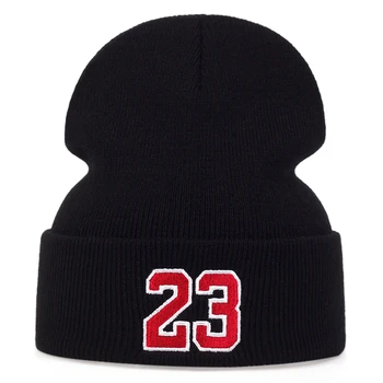 Мужская зимняя вязаная шапка 23 номера С напуском в стиле панк, подростковые уличные хип-хоп кепки, зимние теплые шерстяные шапки