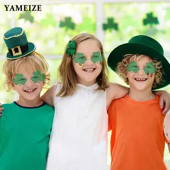Солнцезащитные очки YAMEIZE Для женщин и мужчин, Зеленый Ирландский национальный день, очки с клевером, металлические винтажные модные женские очки с оттенками трилистника Uv400