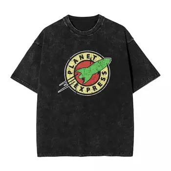 Мужская футболка, выстиранные футболки Planet Express, пляжная футболка с логотипом Harajuku, дизайн уличной одежды, Свободная одежда в подарок