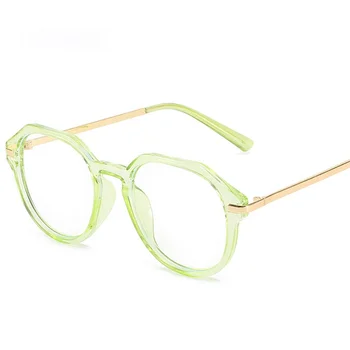 Ретро Полигональная Круглая оправа для женских очков, Модные прозрачные очки с защитой от Blu-Ray, Мужские оптические очки в яркой цветной оправе, Компьютерные очки