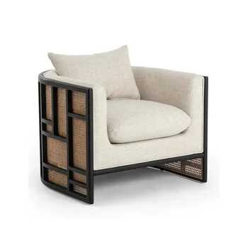 Новый плетеный диван из ротанга в китайском стиле из массива дерева, Гостиная в отеле, Офис продаж, Переговорная, стойка регистрации
