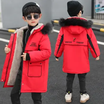 Осенне-зимняя плюшевая куртка для мальчиков, новинка 2023 года, бутик детской одежды для мальчиков среднего и большого размера, утолщенная теплая куртка, пальто с длинными рукавами