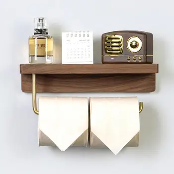 Настенный Деревянный держатель для туалетной бумаги, держатель для салфеток, держатель для рулона бумаги с полкой для хранения телефона, аксессуары для ванной комнаты для дома