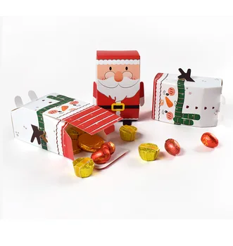 10 шт./упак. Рождественские коробки из красной и белой бумаги, Рождественские коробки для печенья, Рождественские подарочные коробки для детей, рождественские украшения