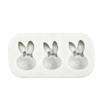 Силиконовые формы для торта в форме Пасхального кролика с 3 отверстиями, приспособления для украшения кондитерских изделий своими руками, Прямая поставка