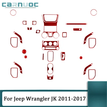 Красные наклейки из углеродного волокна для Jeep Wrangler JK 2011 2012 2013 2014 2015 2016 2017 Декоративные Аксессуары для салона автомобиля