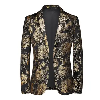 Плюс Размер 6XL-M Мужчины Роскошный Бронзовый Дизайн Вечернее Платье Блейзер Пальто 2024 Новая Мода Slim Fit Свадебная Вечеринка Повседневный Костюм Куртки
