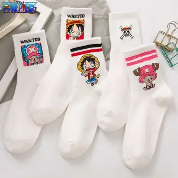 Цельный комплект из 5 пар носков средней длины для мужчин и женщин, модные пары, универсальные носки из аниме 