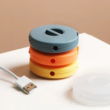 Кабельный органайзер Kawaii, Вращающийся USB-кабель для зарядки, Коробка для хранения линии передачи данных, Переносные наушники, Чехол для хранения шнура, Настольные Органайзеры
