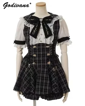 Японская шахта, массовое производство, платье-рубашка с коротким рукавом, комплект шорт, женская кукла Sweet Liz, платье-рубашка с воротником и бантом, костюм-двойка