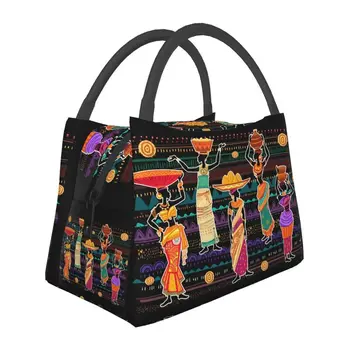 Изготовленная на заказ сумка для ланча с рисунком африканской этнической женщины, женская сумка-холодильник с теплой изоляцией для ланча на работу или в путешествие