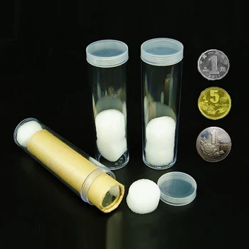 19-32 мм Прозрачный пластиковый рулон, трубка для хранения монет, Защитный держатель для трубки, Кошелек для сбора монет, Защита кошелька, коробка для раздачи монет