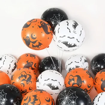 100шт Хэллоуин Черный Оранжевый латексный шар Паутина Призрачная летучая мышь Украшение вечеринки на Хэллоуин Гелиевые шары Детские надувные игрушки