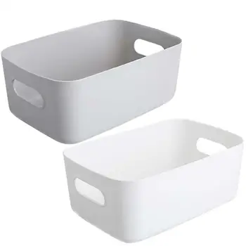 Ящики для хранения в ванной, полки, Корзина, подходящая для организации шкафов, Пластиковая коробка для хранения в кладовой С ручками, Аксессуар для ванной комнаты