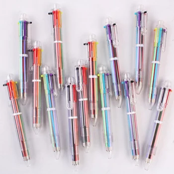 40шт 6 в 1 Цветная многофункциональная шариковая ручка 0,5 мм, Новинка, Многоцветные Детские Школьные канцелярские принадлежности, подарки, шариковая ручка