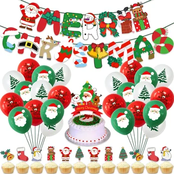 С Рождеством, Баннер, Гирлянда, Украшения торта, Санта-Клаус, Латексные шары для дома, Navidad, Декор Рождественских подарков, Новогодняя вечеринка