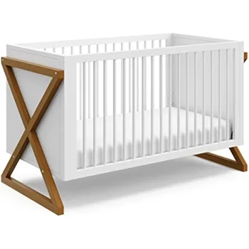 Раскладная кроватка 3 в 1 (винтажное плавучее дерево) - легко трансформируется в кроватку для малышей и кушетку, основание матраса регулируется в 3 положениях.