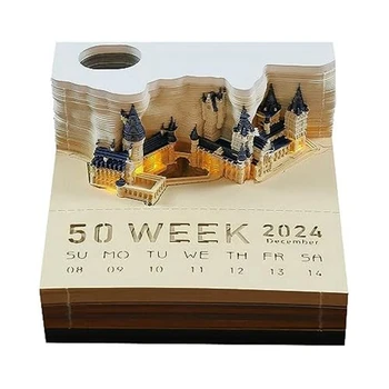 Блокнот для заметок с календарем Cube Castle LED 3D Блокнот для заметок, Рождественский подарок на День рождения