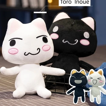 Новый плюшевый кот Торо Иноуэ, аниме-игровая кукла, мягкие котята, Плюшевая мультяшная пара, Черно-белые кошки, декор, подарочные игрушки для детей