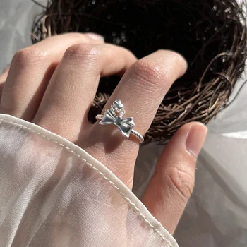 Легкие роскошные кольца с матовым бантом Ландыша для женщин, Открывающееся регулируемое кольцо для указательного пальца, изысканные ювелирные подарки