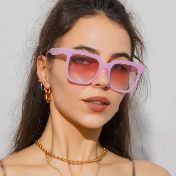 Новые простые квадратные солнцезащитные очки в большой оправе желеобразного цвета, женские трендовые солнцезащитные очки с сеткой красного оттенка