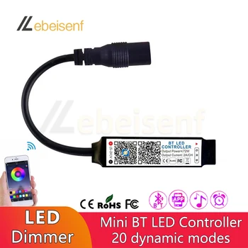 Мини-контроллер RGB, совместимый с Bluetooth, музыкальный контроллер светодиодной ленты для светодиодных лент RGB Smart APP Control DC 5V 12V 24V