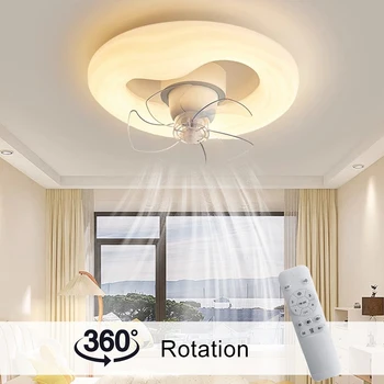 Современный потолочный вентилятор С дистанционным управлением, Светодиодный потолочный светильник с регулируемой яркостью, Вентилятор с 6 регулировками скорости ветра на 360 ° В спальне