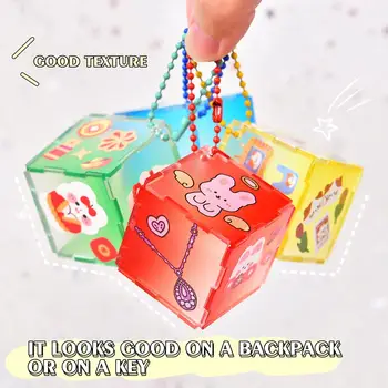 Guka Card Cube Контейнер для хранения мелких предметов, забавная коробка для карточек DIY, градиент с наклейками, четко видимый дизайн, держатель для карточек