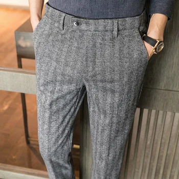 ICPANS Шерстяные брюки для мужчин, плотные деловые Офисные Шерстяные брюки для мужского костюма, Новинка 2024 года
