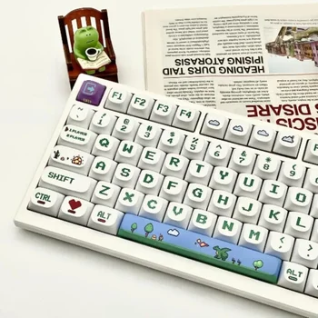 Тематические колпачки для клавиш в пиксельном стиле MA Height PBT сублимация 120 клавиш Персонализированный креативный колпачок для пудинга Зеленая клавиатура KeyCap