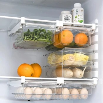 Органайзер для холодильника из 1/2 предметов, Коробка для хранения фруктов и яиц, ящик для хранения в холодильнике, Выдвижной ящик для холодильника, Кухонный органайзер для хранения свежих продуктов