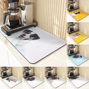 3D Стол в стиле животных Впитывающий Сушильный коврик для кухни Силиконовая салфетка с рисунком милой собачки Кухонный коврик для стола из диатомовой земли