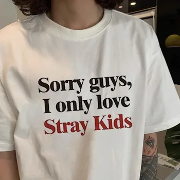 Футболка Stray Kids, Извините, Ребята, я люблю Только футболку с принтом Stray Kids, Высококачественную Версию Kpop, Модные Женские Мужские Летние Свободные Топы