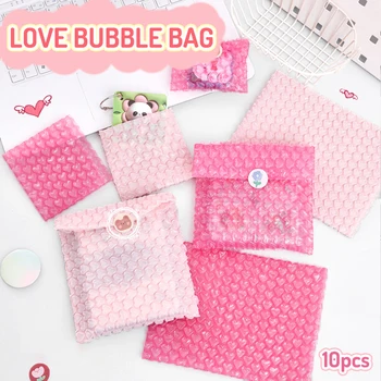10 шт., Ins Стиль, Розовые утолщенные сумки с пузырьками в виде сердца, сумка для упаковки канцелярских принадлежностей для девочек, Противоударный конверт, Сумки для курьерской доставки