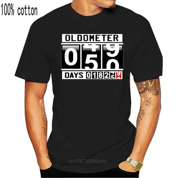 Новая Мужская футболка Oldometer 50 Лет, Забавный Кляп на 50-й день рождения, Пятьдесят Лет 18250 Дней, Дизайн Одометра, Мужская футболка