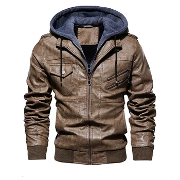 Мужское пальто из искусственной выстиранной кожи, зимняя куртка больших размеров, мужская одежда s 